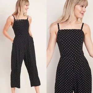 Black and White Polka Dot Jumpsuit with Pockets